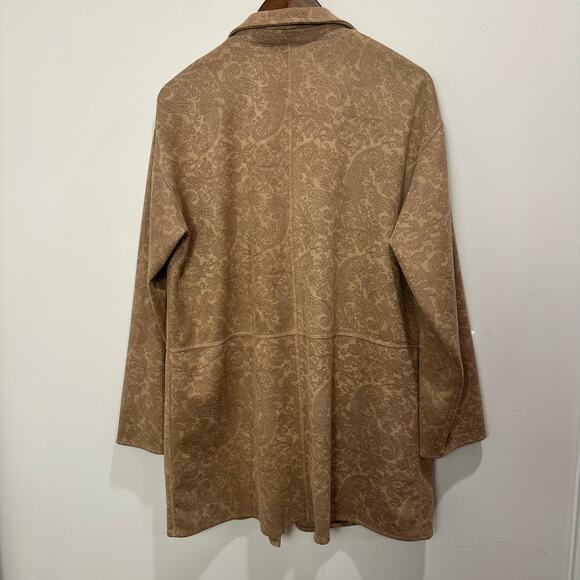 Soft Surroundings Malika Faux Suede Open Jacket In Driftwood Paisley Size XL - Picture 4 of 9